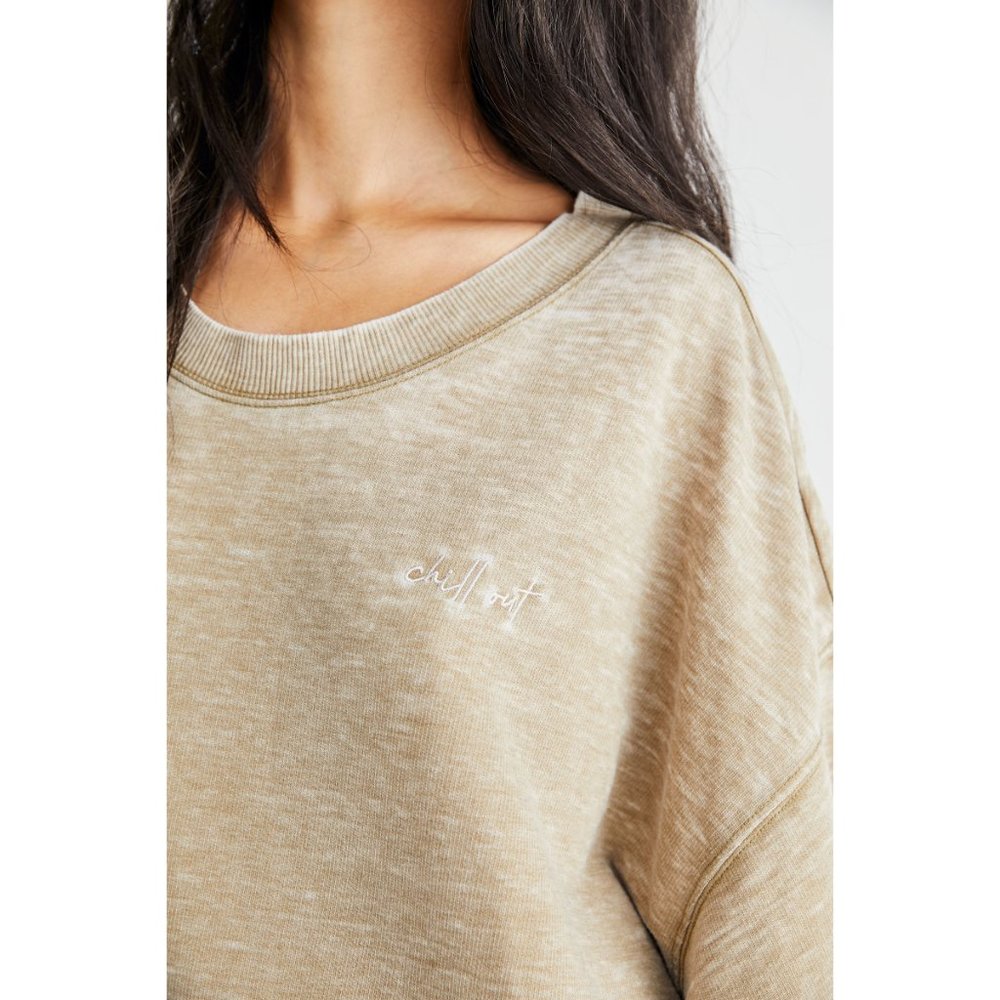 NWT Free People Cozy Cool Girl Lounge Tee / Army - Picture 4 of 6